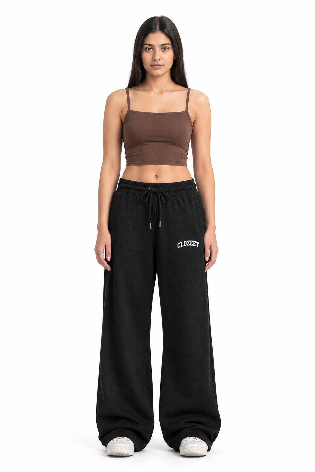 BLACK WIDE-LEG SWEATPANTS