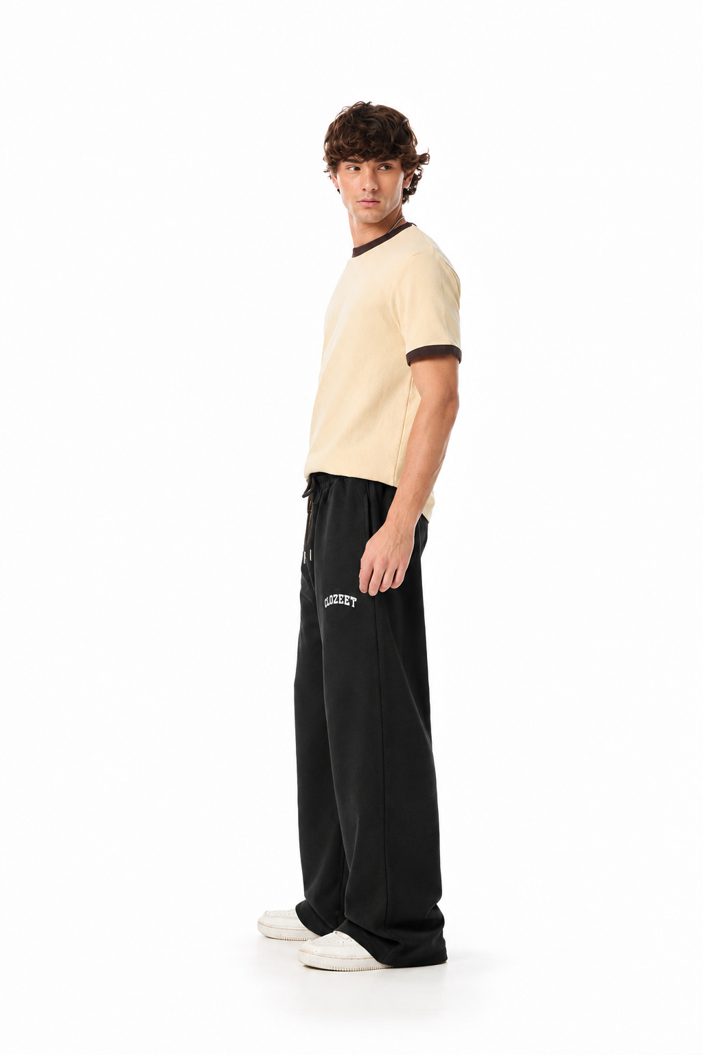 BLACK WIDE-LEG SWEATPANTS