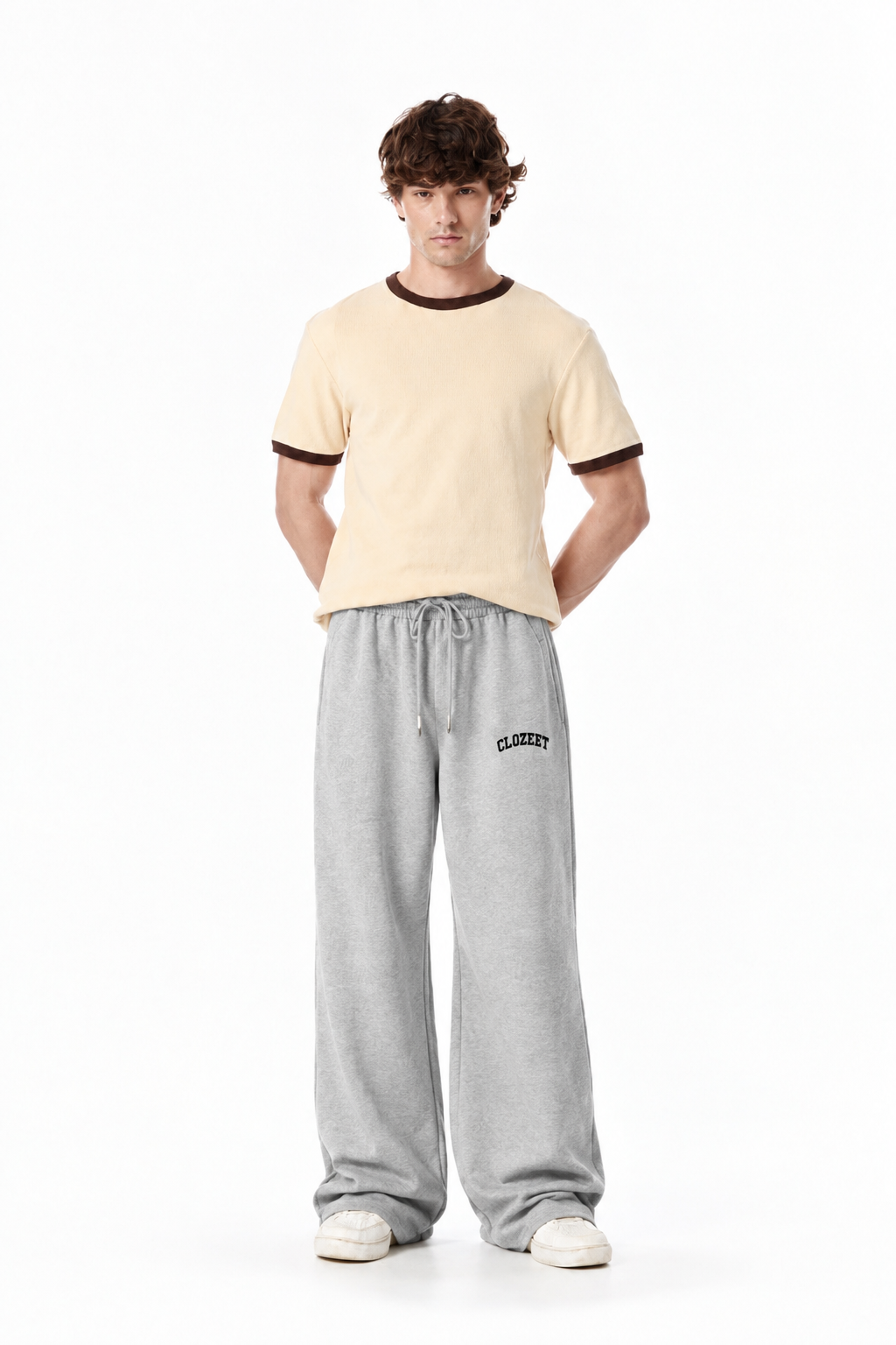 GREY WIDE-LEG SWEATPANTS