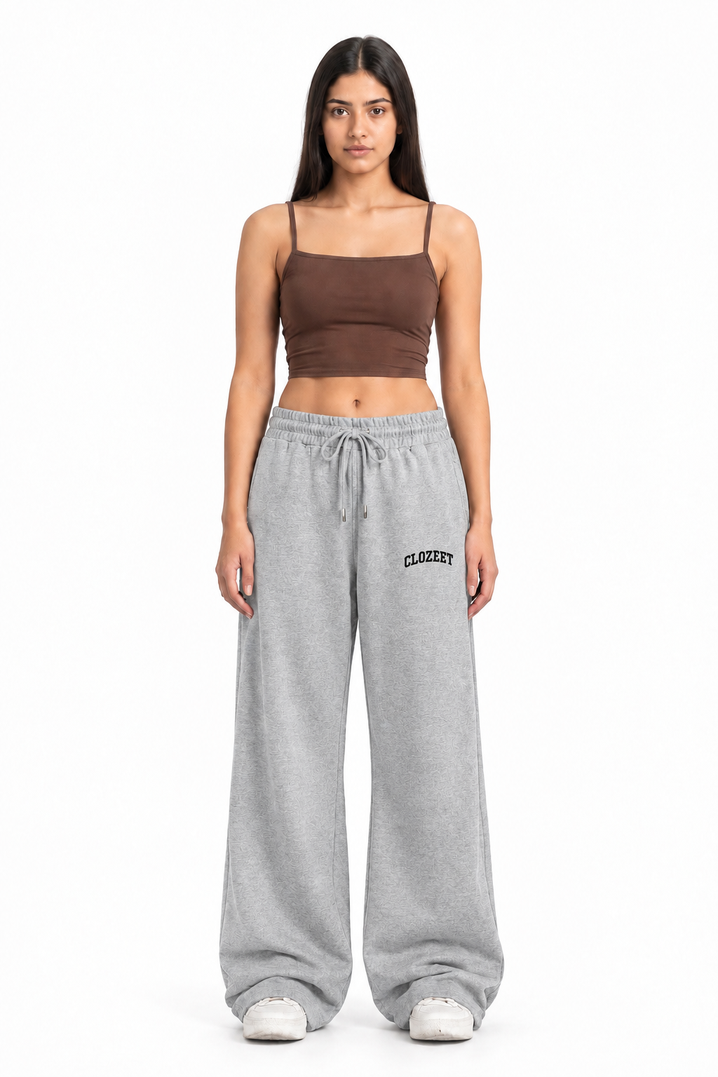 GREY WIDE-LEG SWEATPANTS