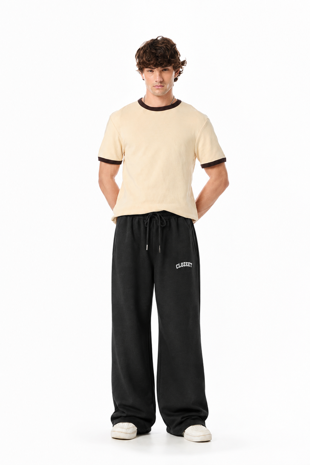 BLACK WIDE-LEG SWEATPANTS