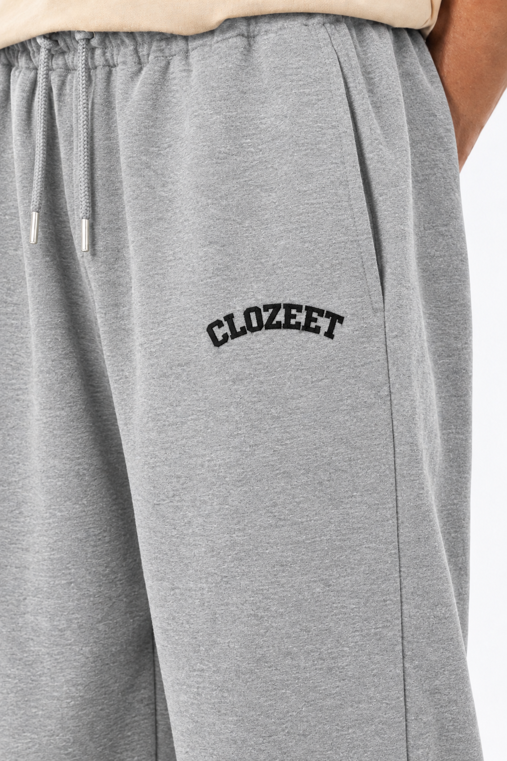 GREY WIDE-LEG SWEATPANTS