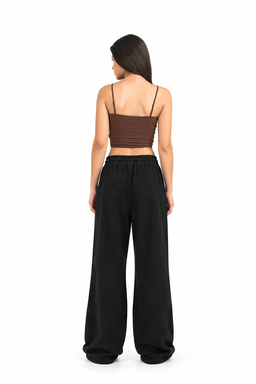 BLACK WIDE-LEG SWEATPANTS