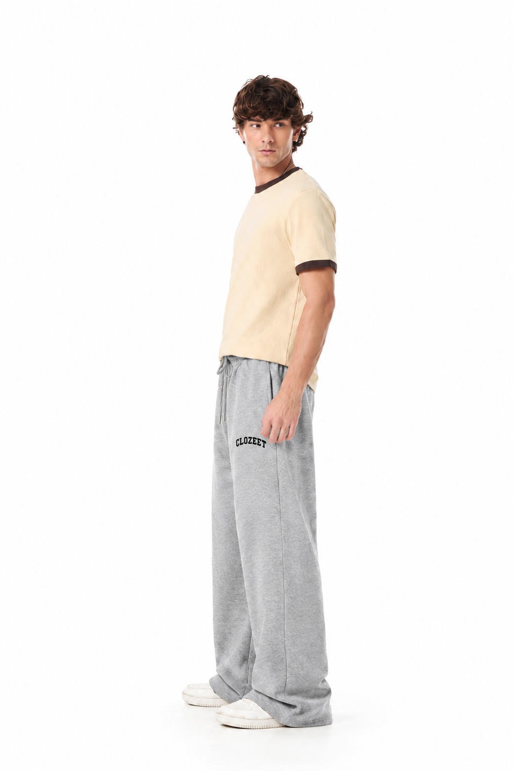 GREY WIDE-LEG SWEATPANTS
